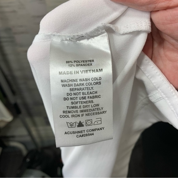 Footjoy Golf White Stripes Green Polo Shirt 1/4 Buttons Active Short Sleeve Sz L - Picture 10 of 12